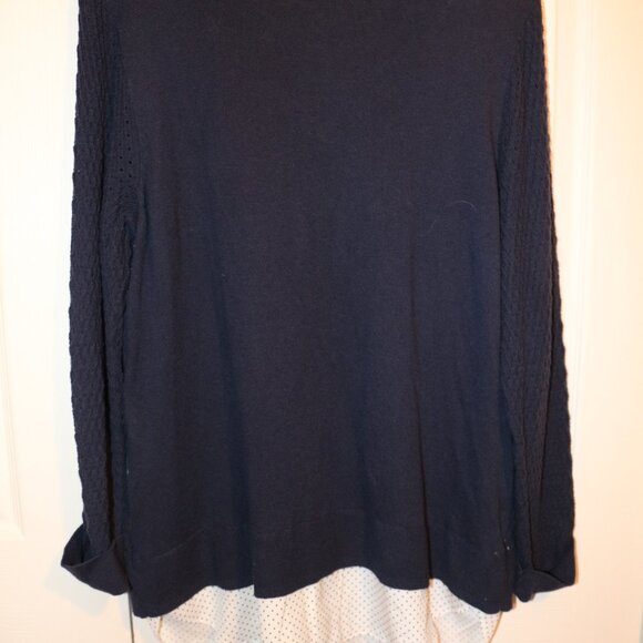 Croft & Barrow Womnens XXL Light Weight Navy Sweater with Dot Collar and Hem - Picture 5 of 7